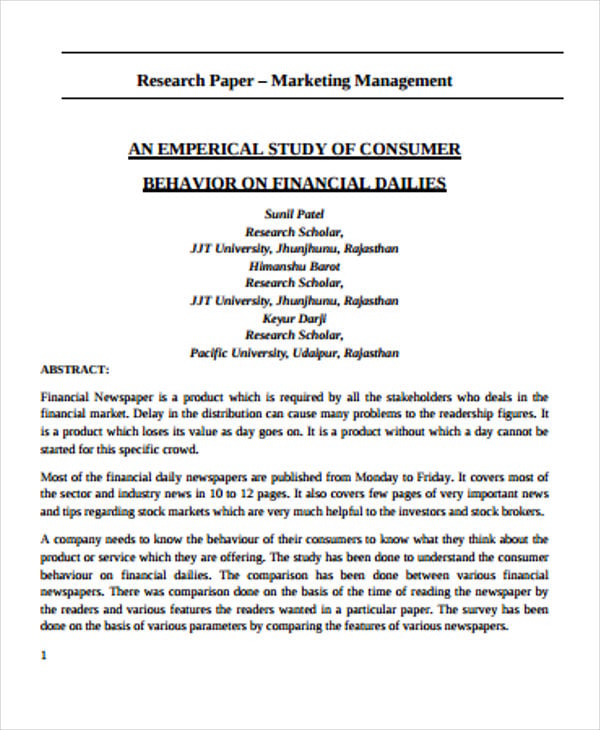 sample business research paper
