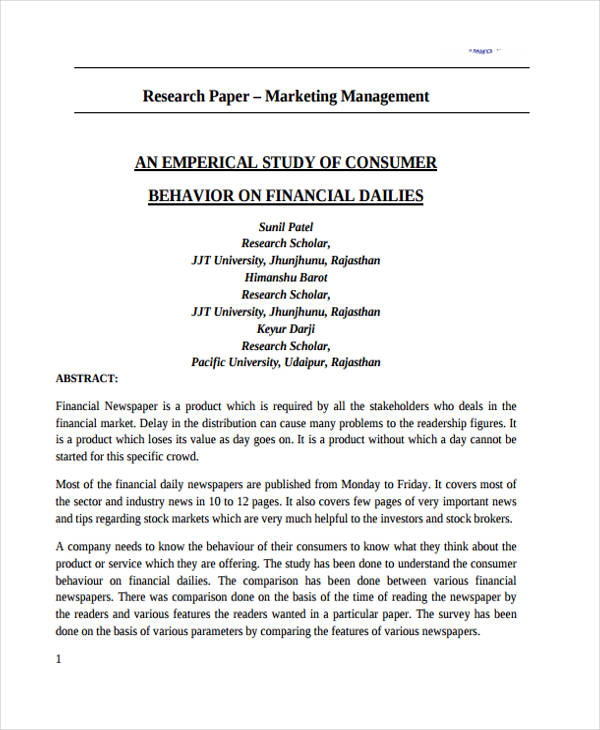 Research paper on service marketing