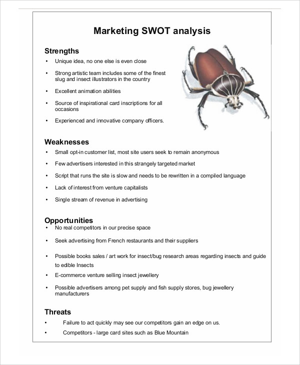 marketing swot analysis format