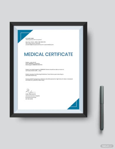 medical certificate template for pregnancy sickness