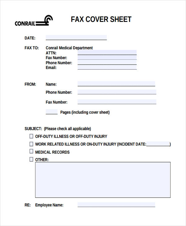 generic fax cover sheet health care