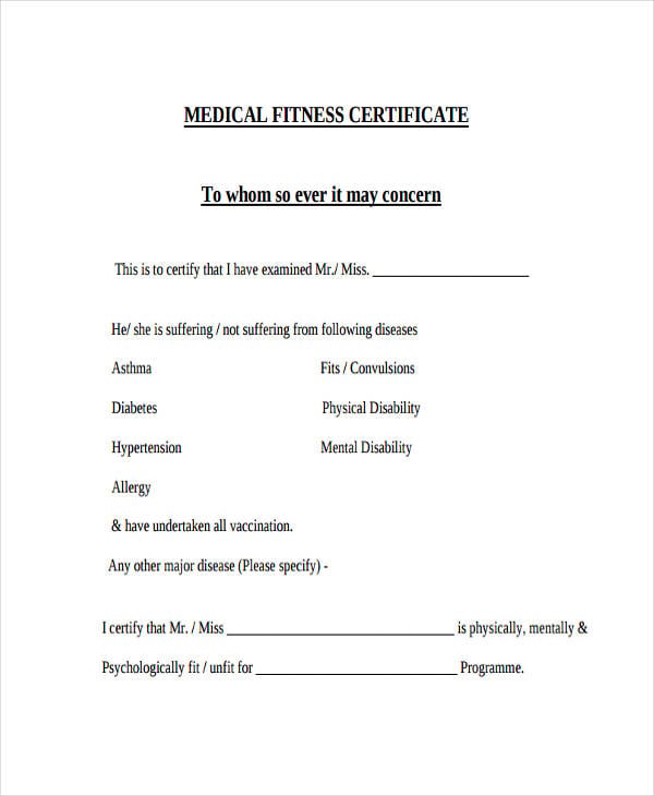 medical fitness certificate in pdf
