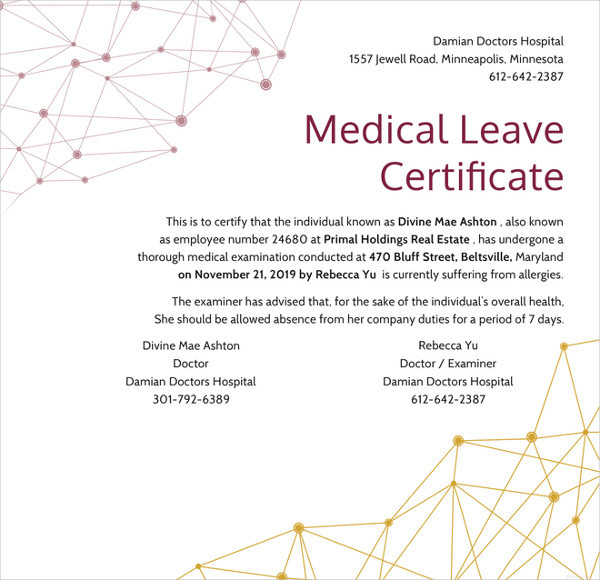 23 Medical Certificate Samples Free And Premium Templates