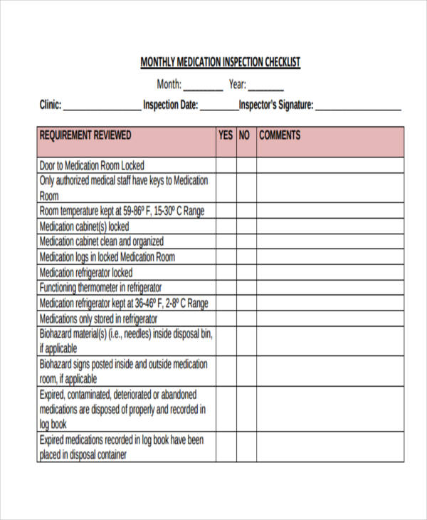 10+ Medication Checklist Templates - Free Samples, Examples Format ...