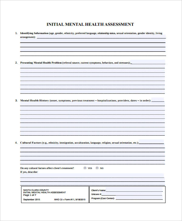 48+ Sample Assessment Forms