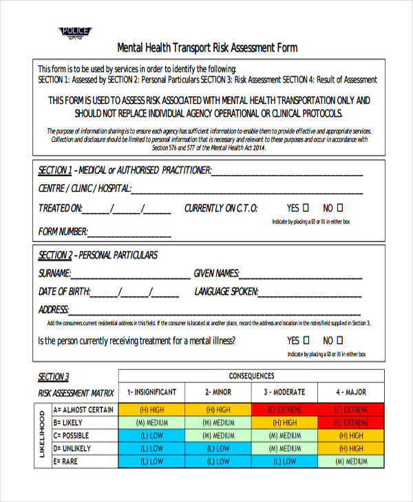 19 Free Risk Assessment Forms