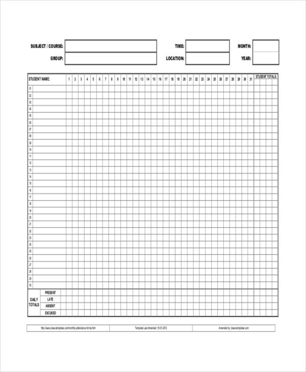 13+ Attendance Sign-In Sheet Templates - Free Sample, Example Format ...