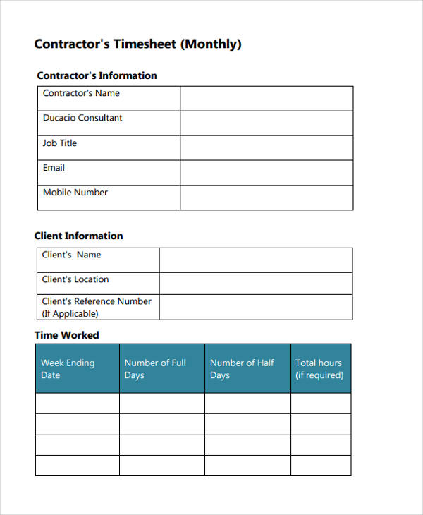 34 Free Timesheet Templates