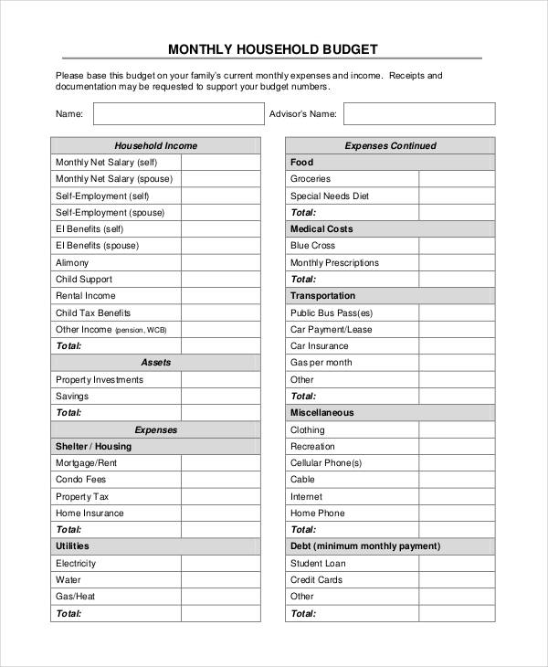 16 Monthly Budget Templates Word PDF Excel