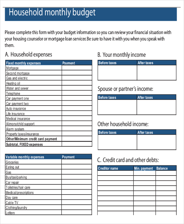 monthly household