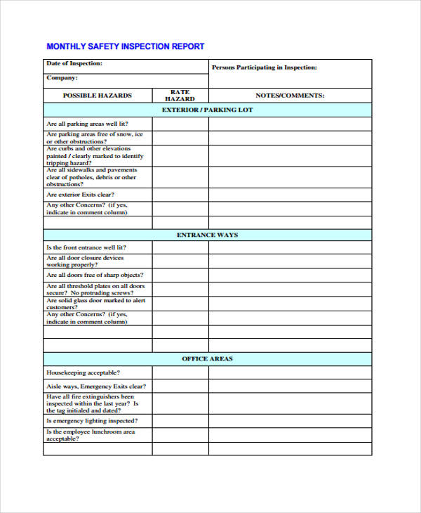 Department Monthly Report Template