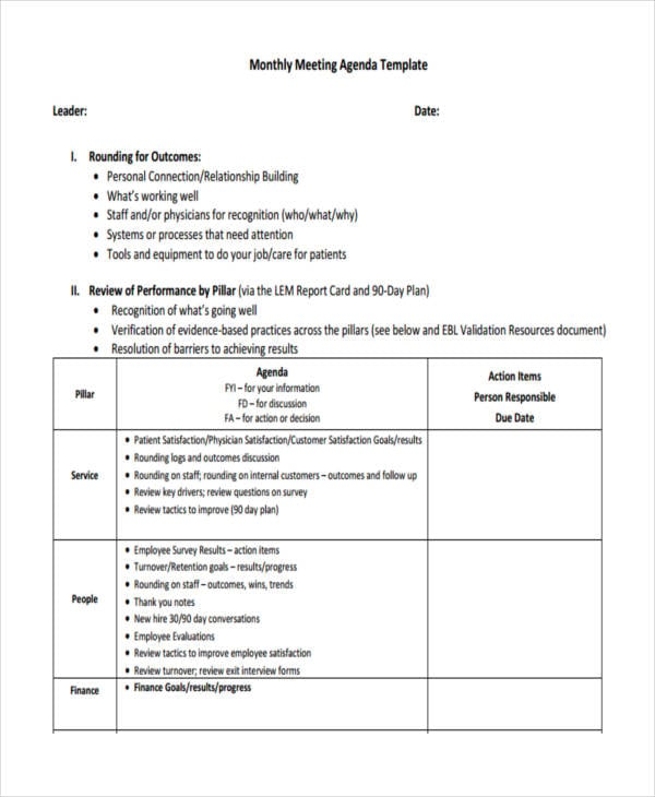 monthly meeting agenda template1