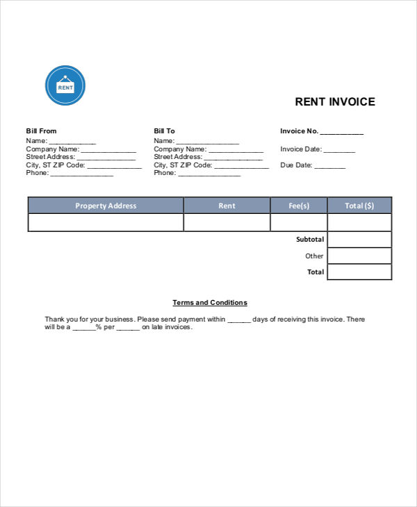 Rent Invoice Template 12 Free Word PDF Format Download