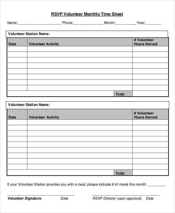 30  Printable Timesheet Templates Word PDF