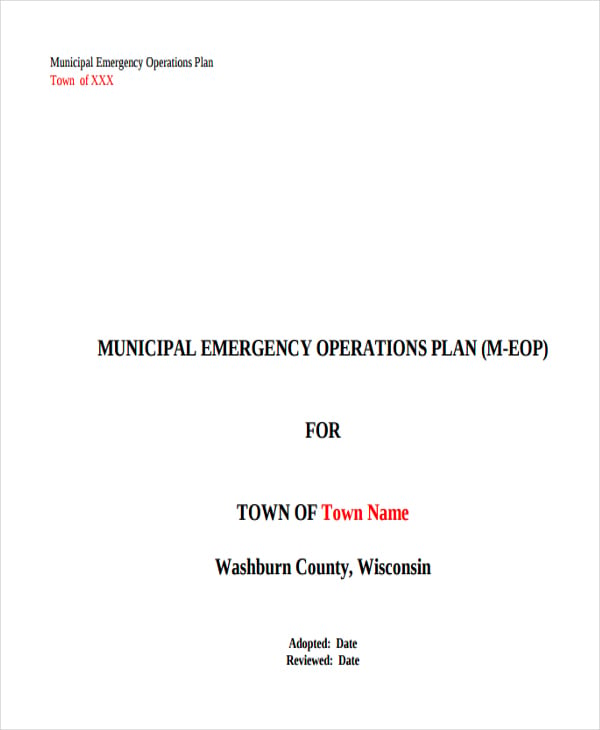 municipal emergency operations plan