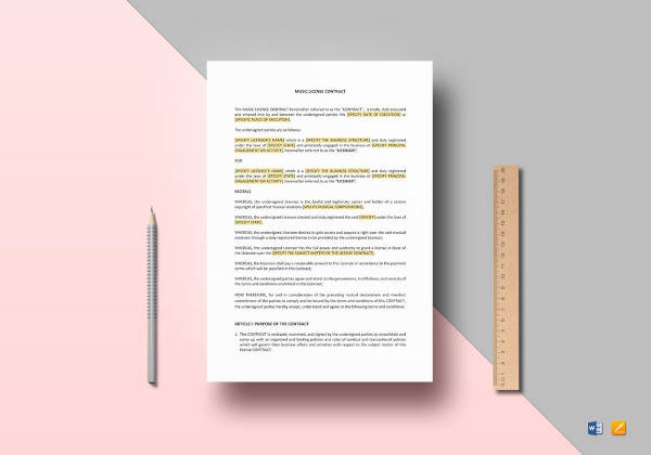 music-license-contract-template