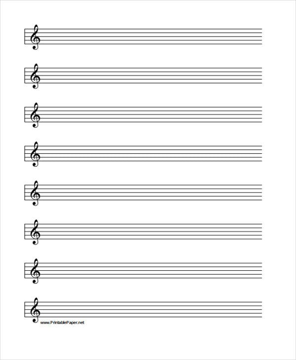 music staff treble lined paper