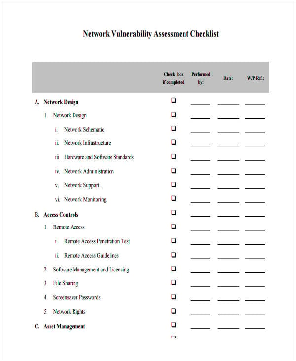 network assessment checklist