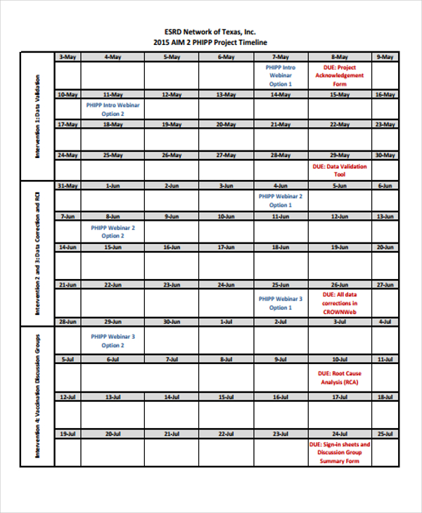 network project timeline example