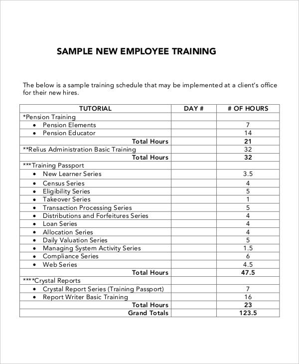 Training Agenda Template