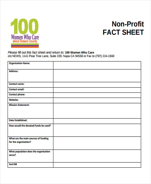 NonProfit Sheet Templates 7+ Free Word, PDF Format Download