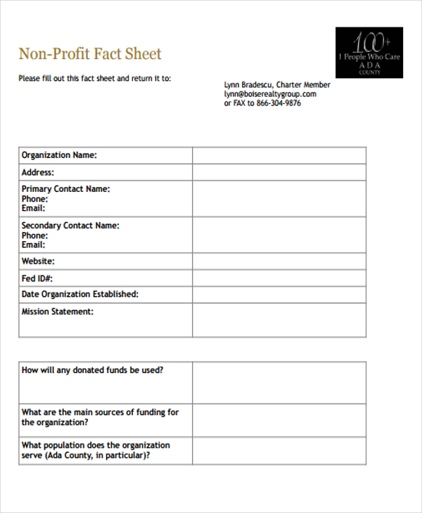 Non-Profit Sheet Templates - 7+ Free Word, PDF Format Download | Free