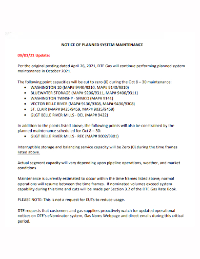 11 Maintenance Notice Templates Free Sample Example Format Download