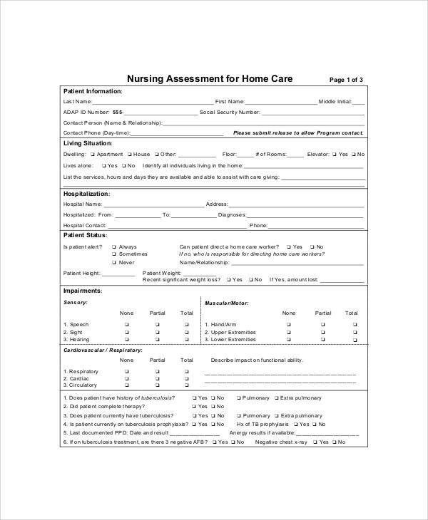nursing assessment for home care