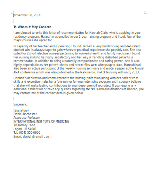 11+ Sample Internship Reference Letters - Free Samples, Examples Format ...