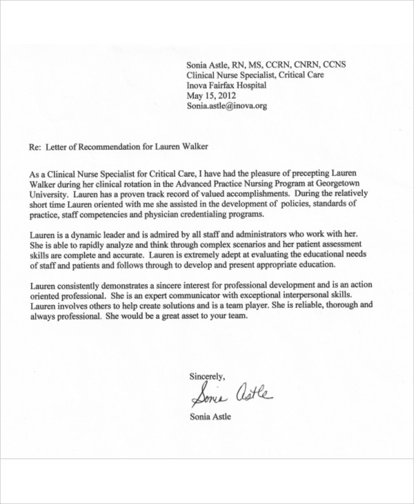 Writing A Reference Letter For A Nurse