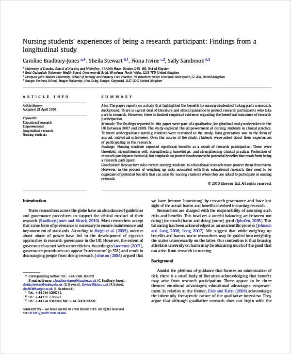 nursing student research paper