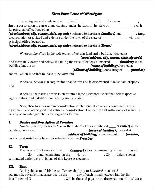Office Space Sharing Agreement Template
