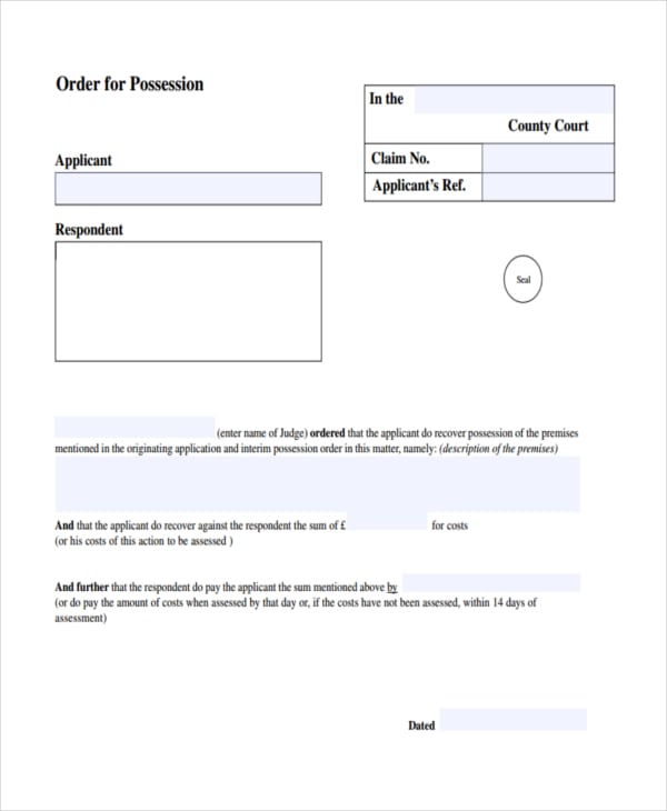 order claim form