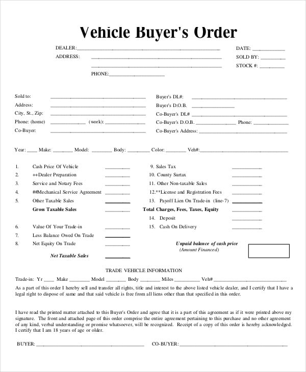 order of vehicle buyers