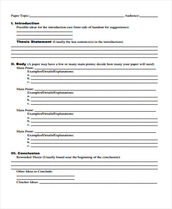 Paper Outline Templates - 6+ Free PDF Format Download