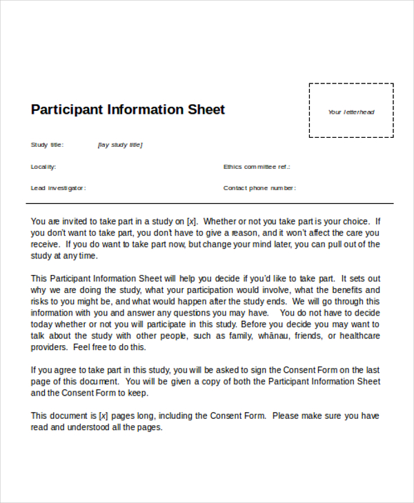 participant information sheet