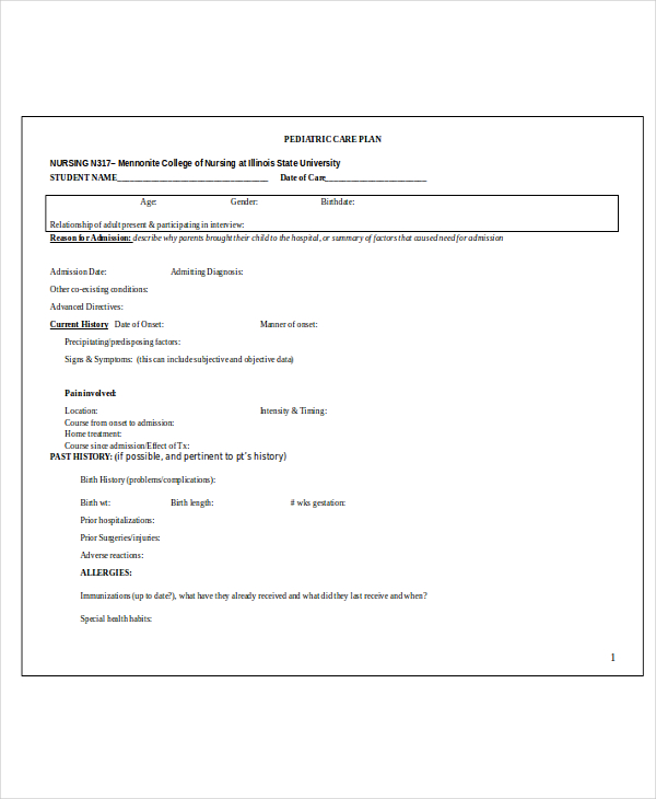 10 Nursing Care Plan Templates Free Sample Example Format Download