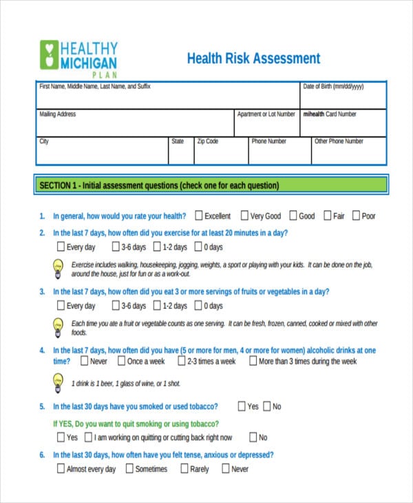 personal health risk assessment
