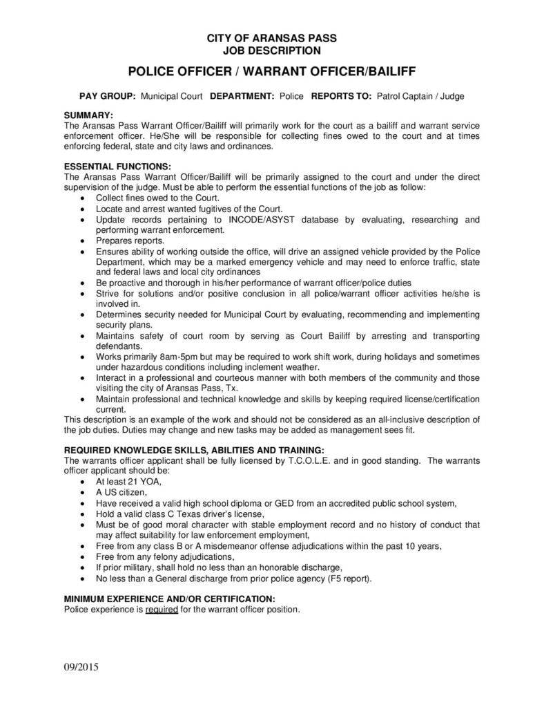 police warrant officer job description example template free download page 001 788x1020