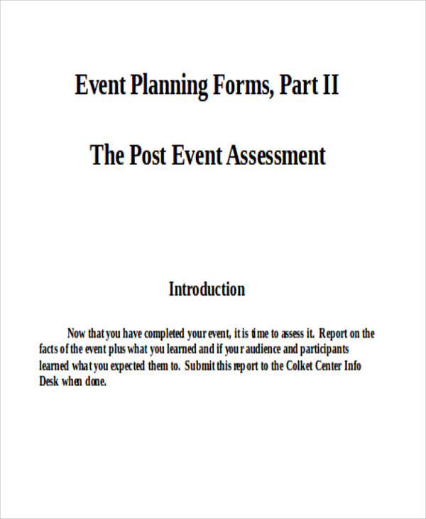 post event assessment
