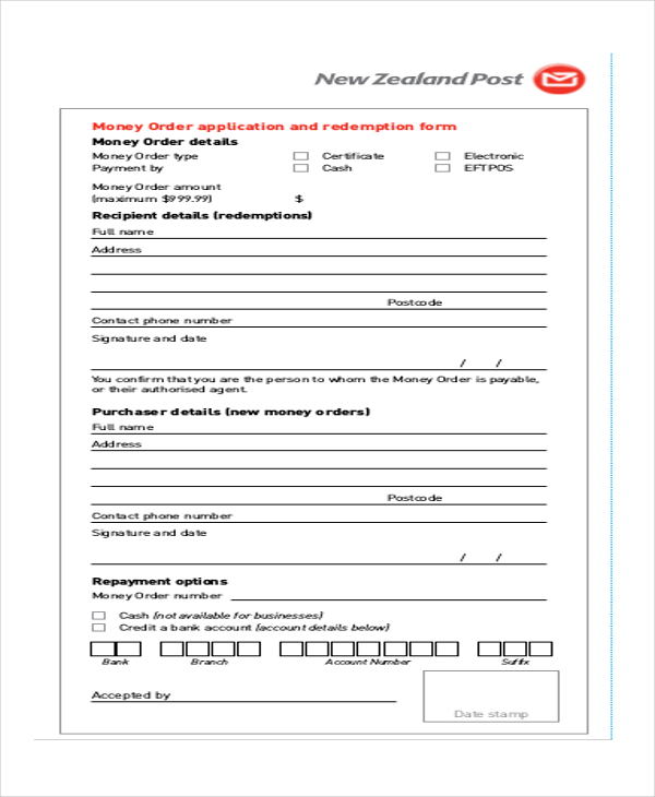 Money Order Form Pdf