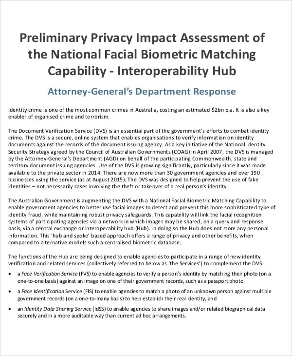preliminary privacy impact assessment