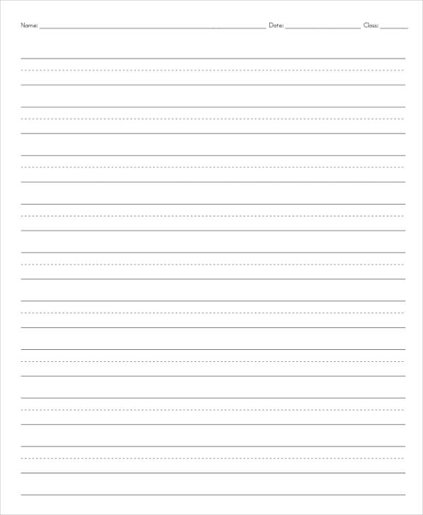 Kindergarten Lined Paper With Drawing Space