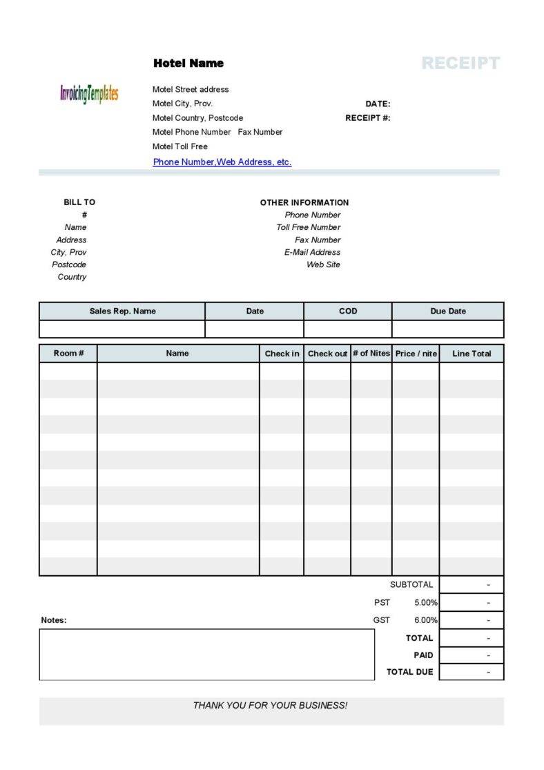 printable blank hotel receipt template pdf format page 003 788x