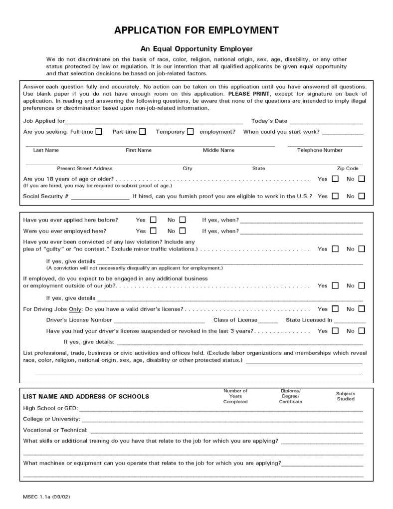 printable blank job application form page 001 788x1020