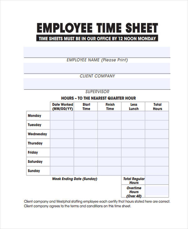 34 Free Timesheet Templates