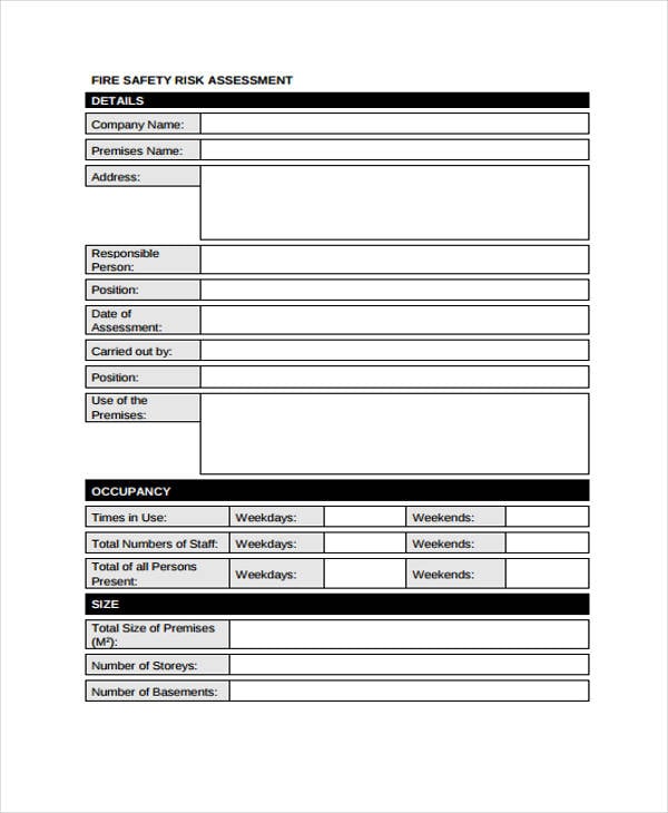 6 Fire Risk Assessment Templates Free Samples Examples Format Download 1001