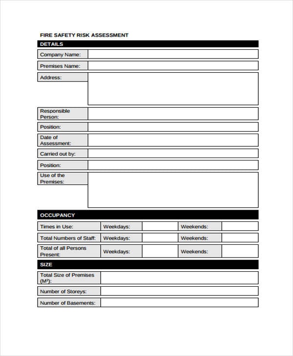 6 Fire Risk Assessment Templates Free Samples Examples Format Download