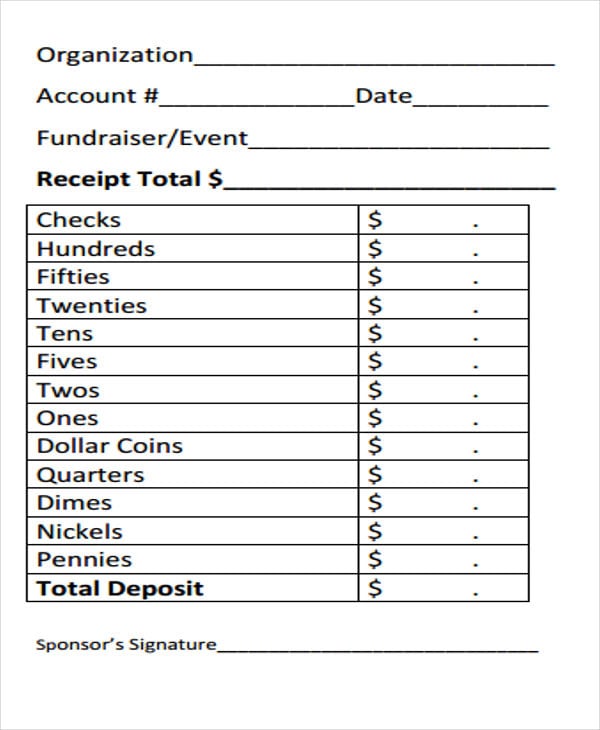 Fundraiser Receipt Templates 8  Free Word PDF Format Download