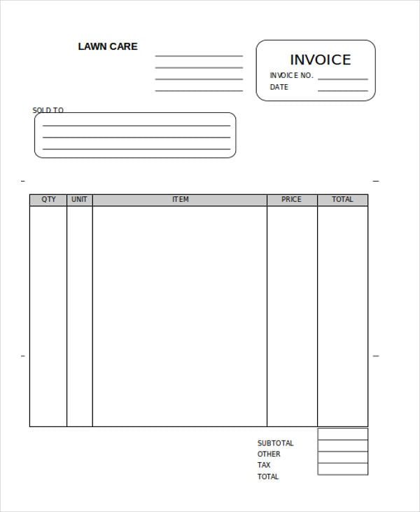 lawn mowing invoice template free pdf template